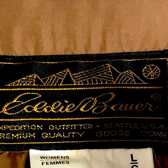 Eddie Bauer Long Breen Winter Rayon Goose Down Filled Coat. L - Picture 4 of 9